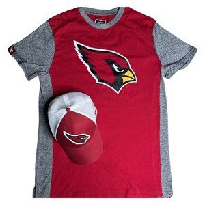 NFL Team Apparel ARIZONA CARDINALS Red GRAY T-SHIRT LARGE Snapback Hat